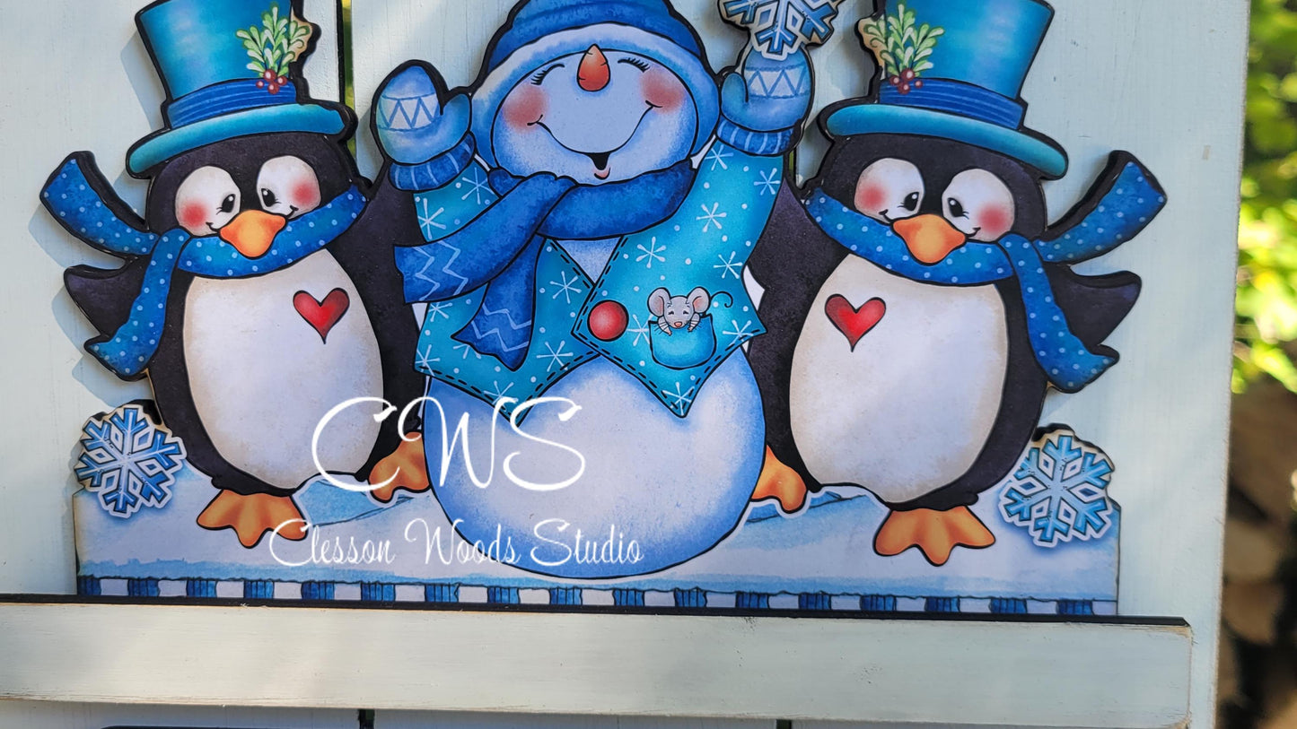 Pallet Sign Ad-On Penguins Let It Snow Insert  and Banner Set