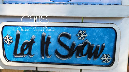 Pallet Sign Ad-On Penguins Let It Snow Insert  and Banner Set