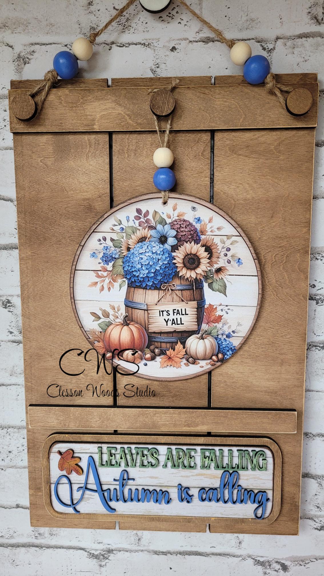 Fall Pallet Sign Add-On: 6" Autumn Leaves Round Sign