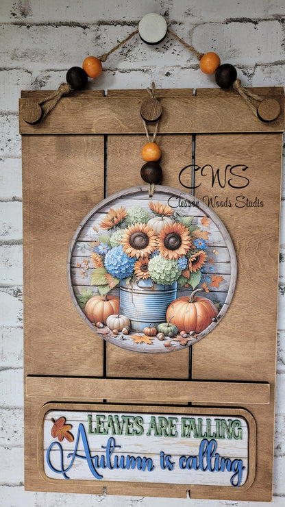 Autumn Sign Add-On: Pumpkins, Sunflowers, Hydrangeas (6" Round)