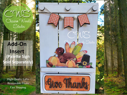 Pallet Sign Ad-On Give Thanks Turkey Insert Set