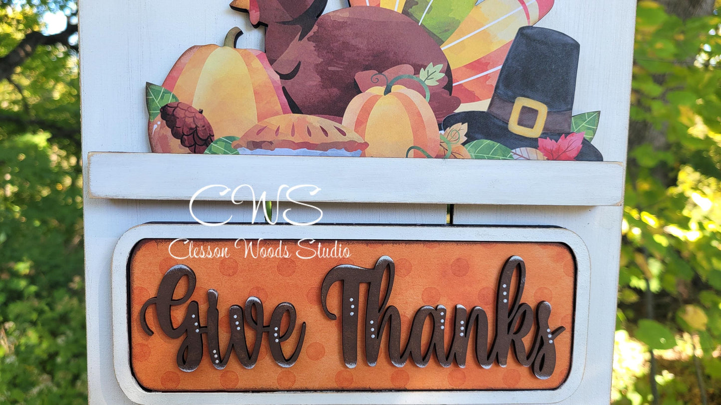 Pallet Sign Ad-On Give Thanks Turkey Insert Set