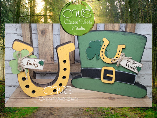 St. Patrick's Day Hat and Horseshoe Shelf Sitters