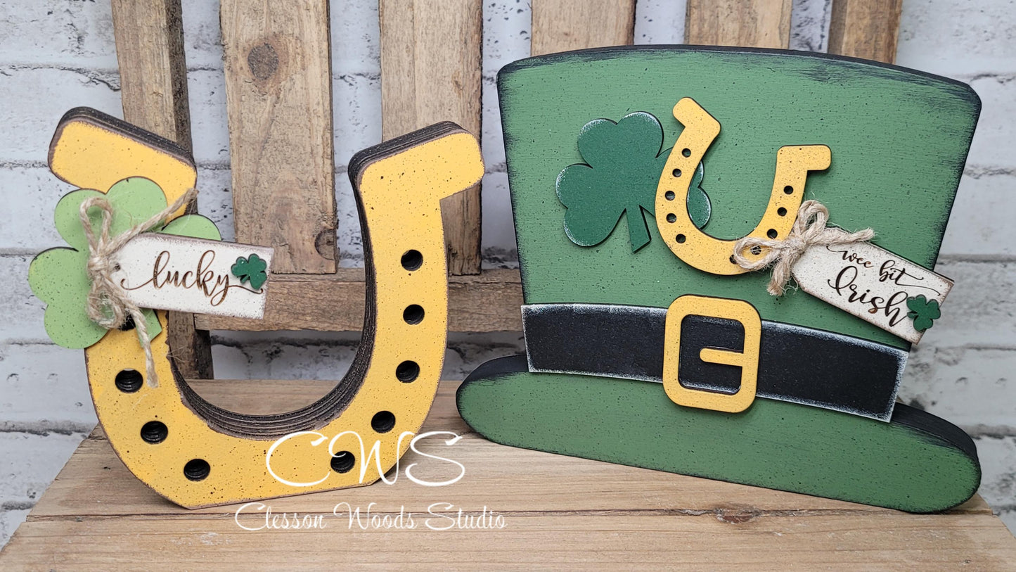 St. Patrick's Day Hat and Horseshoe Shelf Sitters