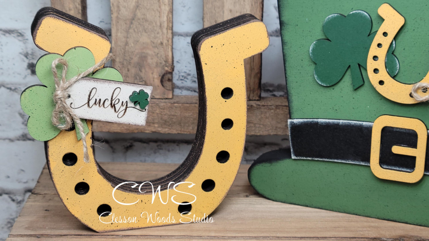St. Patrick's Day Hat and Horseshoe Shelf Sitters