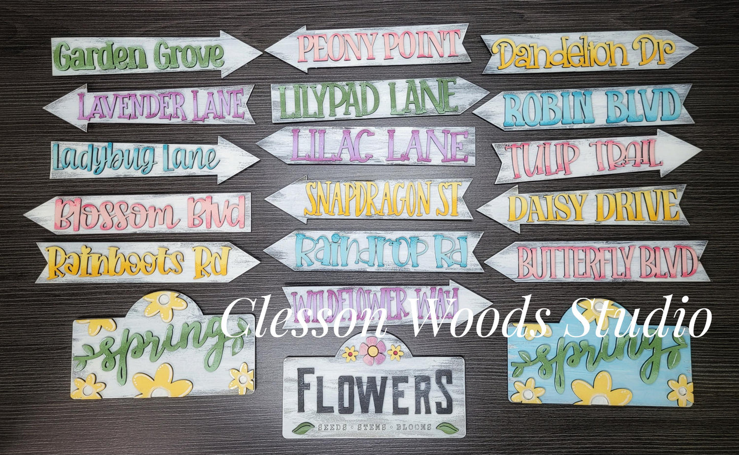 Spring Flowers Add-On for Mini Post & Street Sign Frames (Sold Separately)