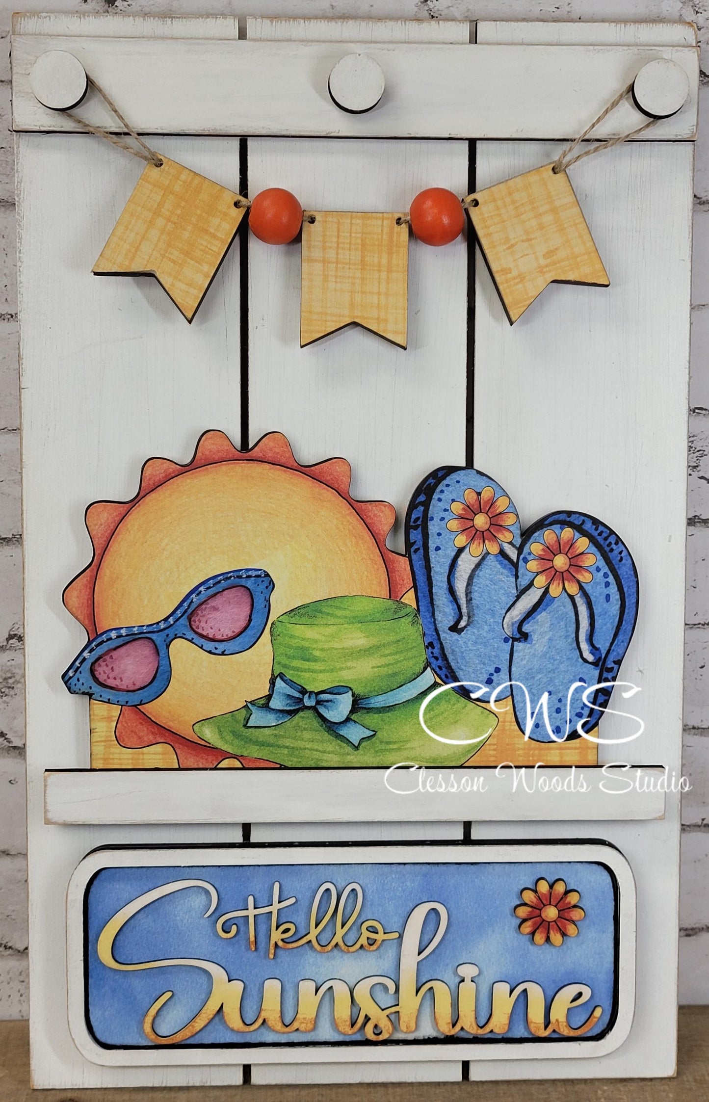 Hello Sunshine Pallet Sign Add-On: Sun Hat & Flip Flops