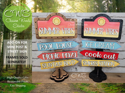 Summer Vibes Add-On for Mini Post & Street Sign Frames (Sold Separately)