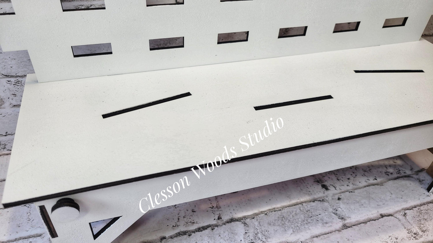 White Picket Fence Extra Large Display Bench for Inserts Sold Separately