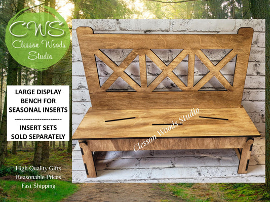 Stained Farmhouse Extra Large Display Bench for Inserts Sold Separately