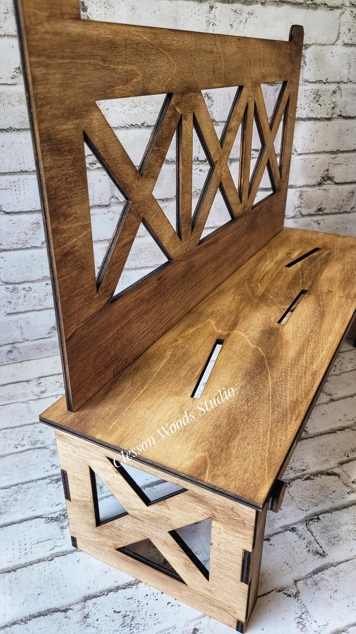 Stained Farmhouse Extra Large Display Bench for Inserts Sold Separately