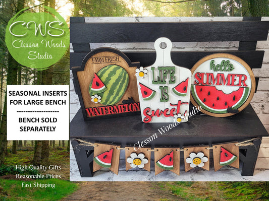 Finished Painted Watermelon Insert Set (Bright Red) for Large Bench