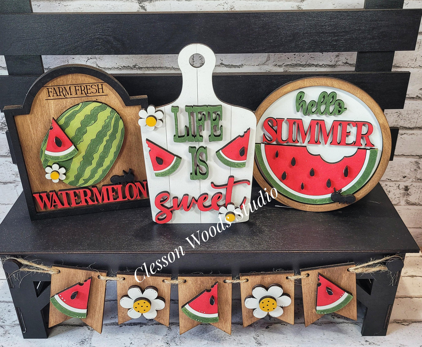 Finished Painted Watermelon Insert Set (Bright Red) for Large Bench