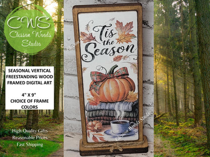 Tis The Season Sweater Stack With Pumpkin Vertical Standing Wood Sign