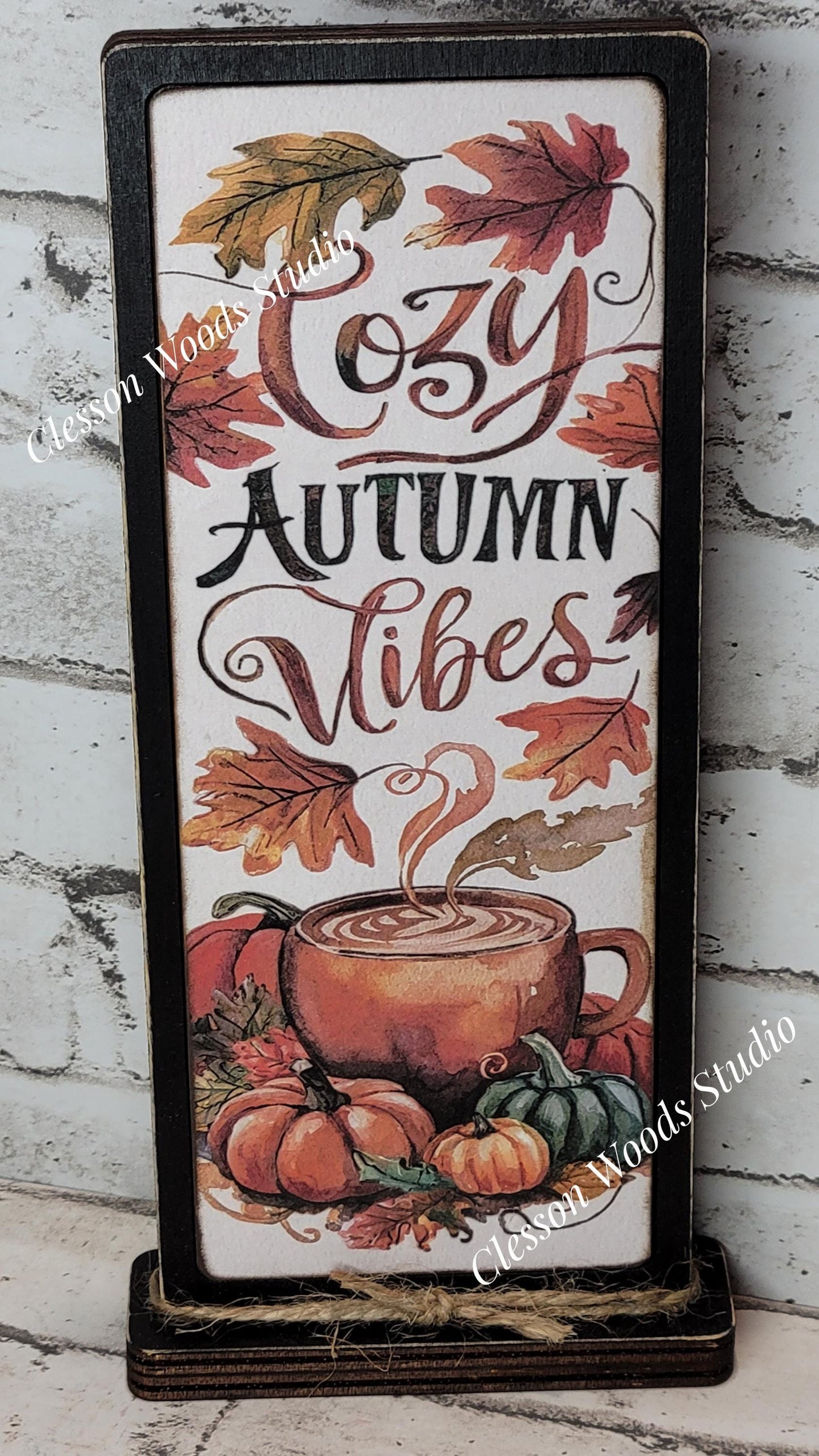 Cozy Autumn Vibes 2 Vertical Standing Wood Sign