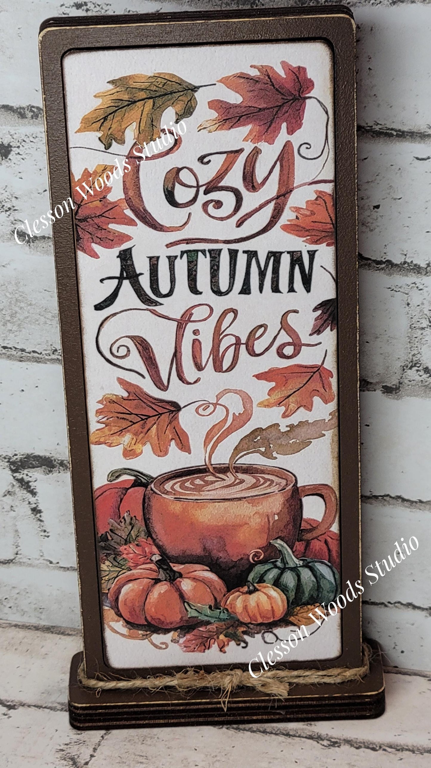 Cozy Autumn Vibes 2 Vertical Standing Wood Sign