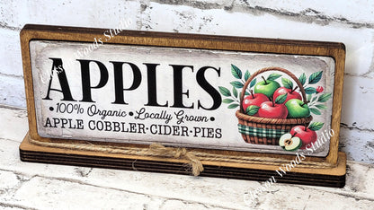 Apples Horizontal Standing Wood Sign