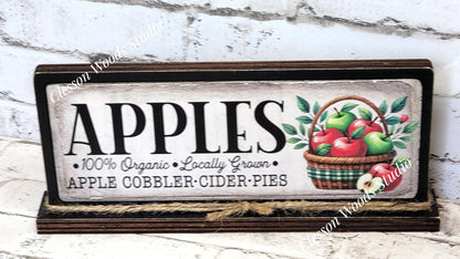 Apples Horizontal Standing Wood Sign