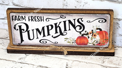 Farm Fresh Pumpkins Horizontal Standing Wood Sign
