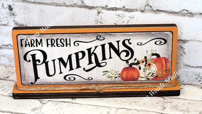 Farm Fresh Pumpkins Horizontal Standing Wood Sign