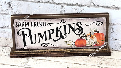 Farm Fresh Pumpkins Horizontal Standing Wood Sign