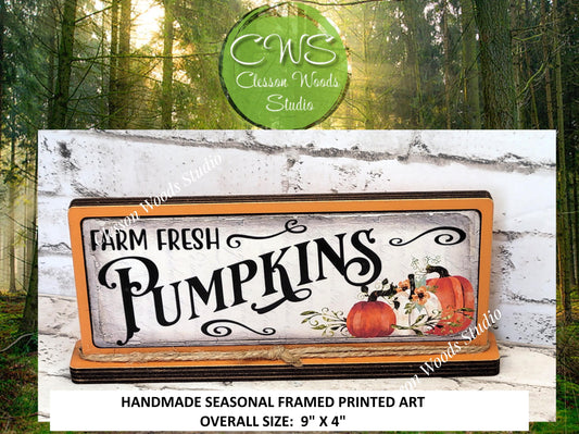 Farm Fresh Pumpkins Horizontal Standing Wood Sign