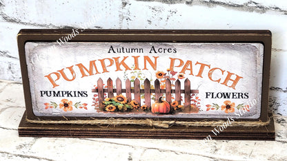 Autumn Acres Pumpkin Patch Horizontal Standing Wood Sign