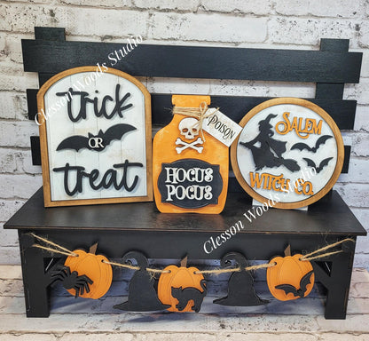 Finished Painted Halloween Insert Set for Large Bench