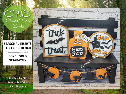 Finished Painted Halloween Insert Set for Large Bench