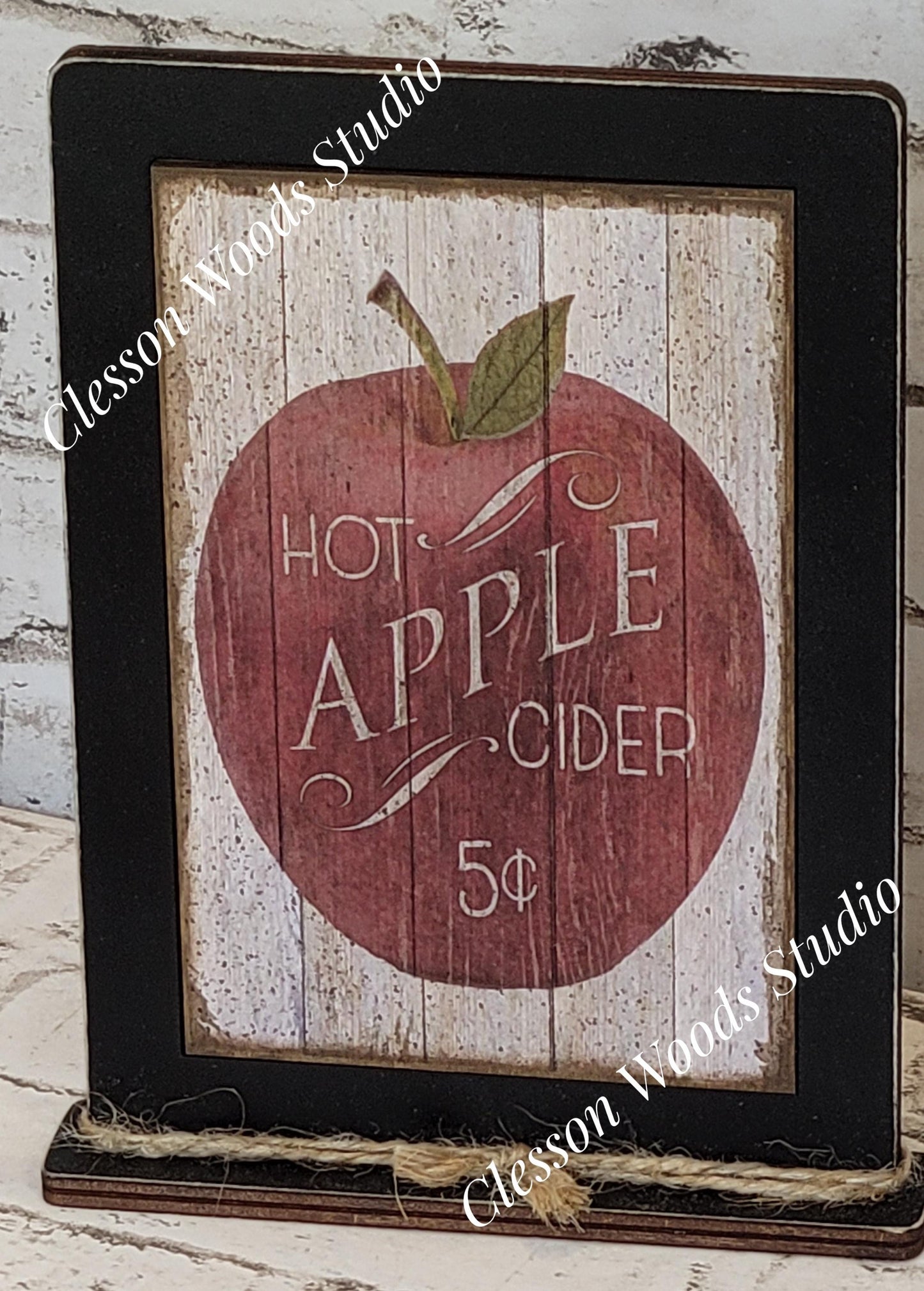 Apple Cider 5 Cents Framed Art with Attached Stand