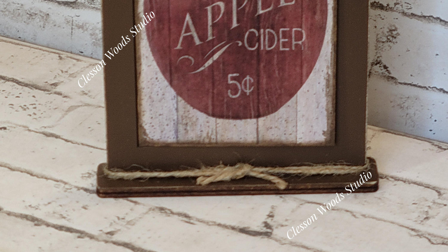 Apple Cider 5 Cents Framed Art with Attached Stand