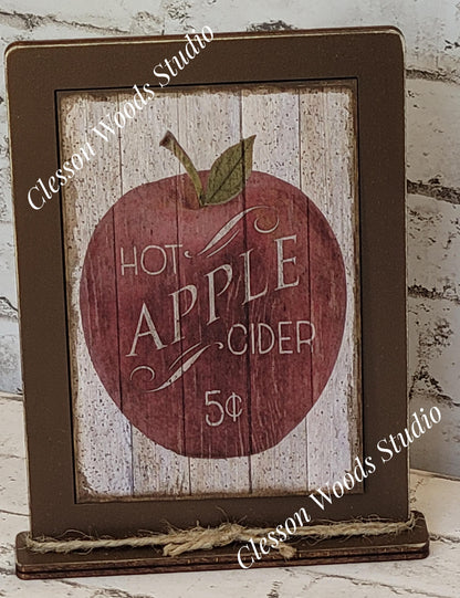 Apple Cider 5 Cents Framed Art with Attached Stand
