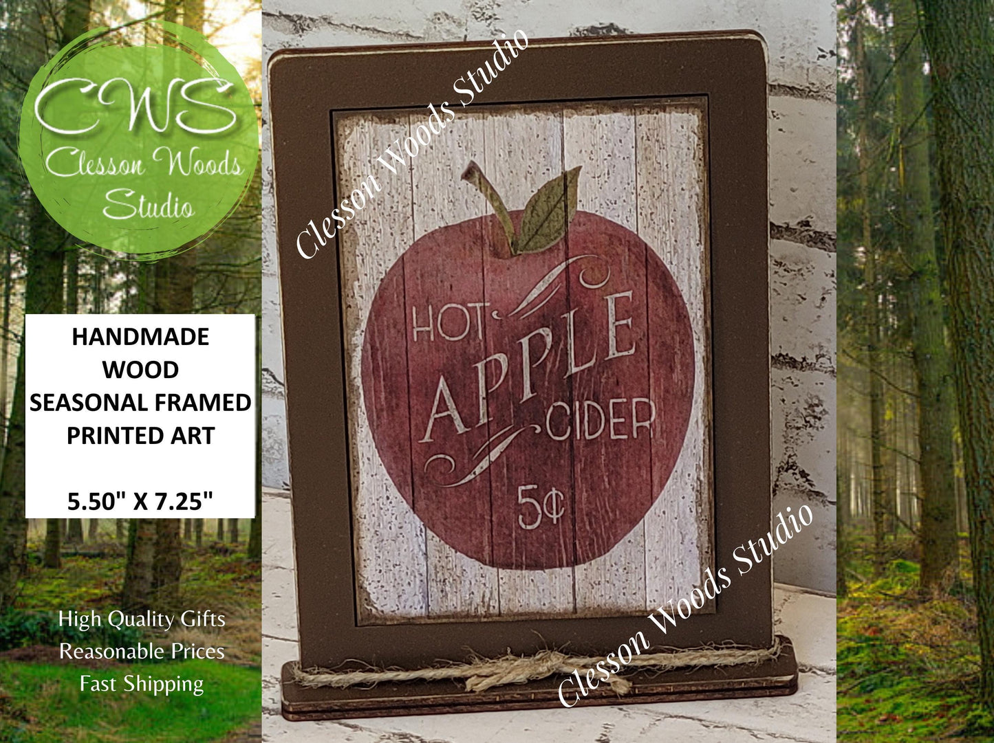 Apple Cider 5 Cents Framed Art with Attached Stand