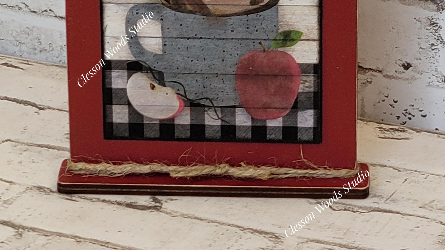 Apple Cider Served Hot Framed Art with Attached Stand