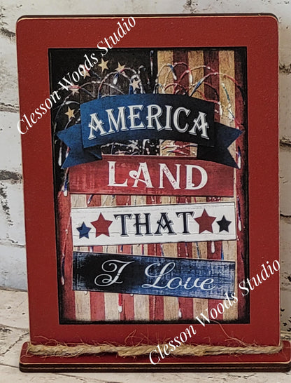 America Land That I Love Framed Art with Attached Stand