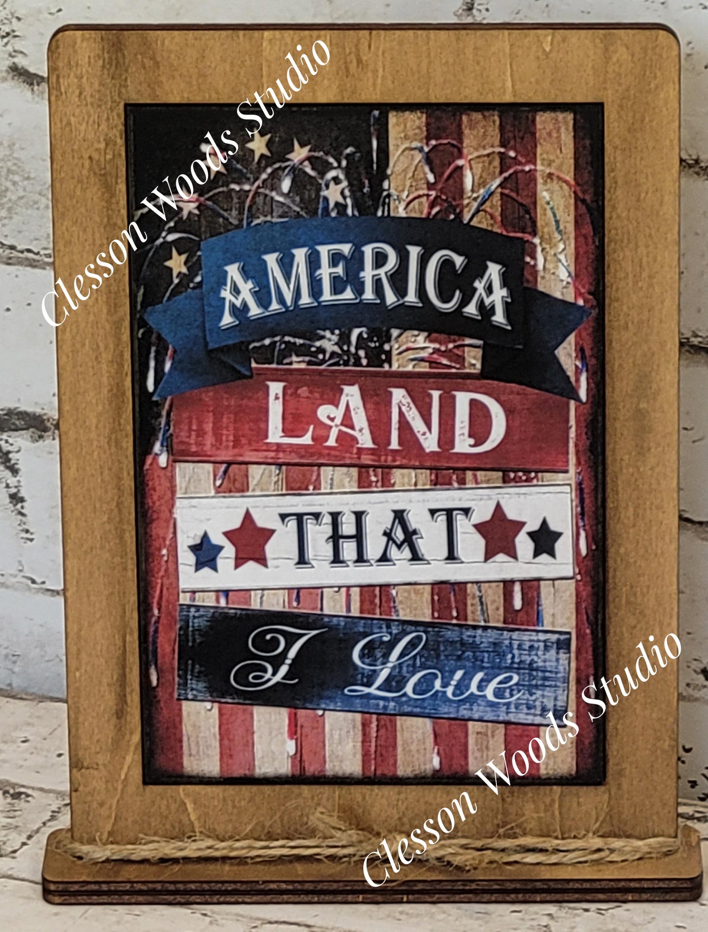 America Land That I Love Framed Art with Attached Stand