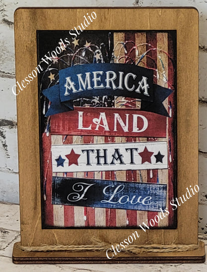 America Land That I Love Framed Art with Attached Stand