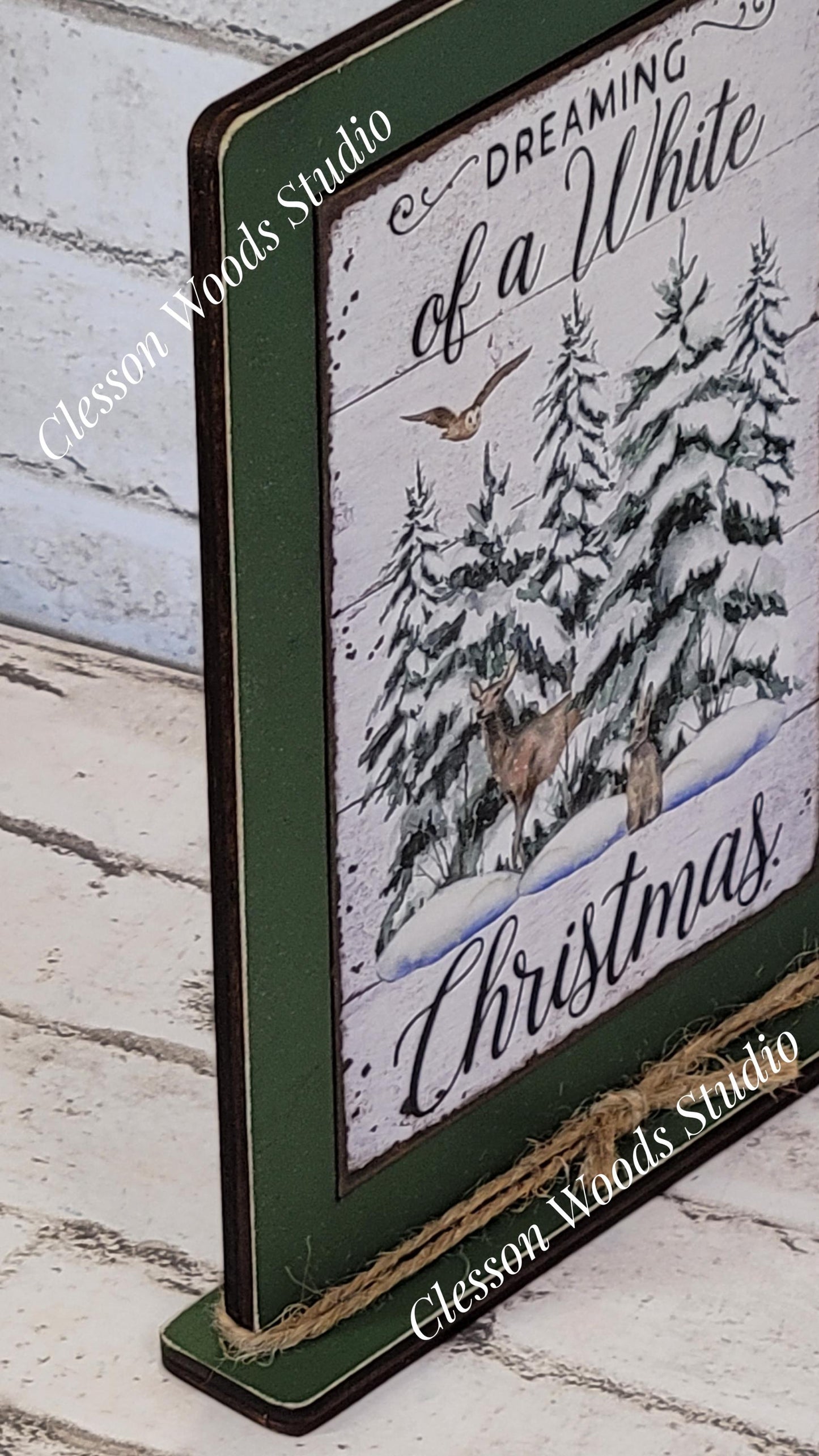 Dreaming of a White Christmas Framed Art with Attached Stand