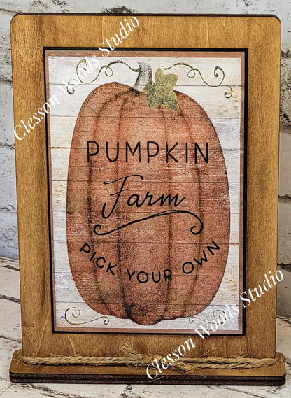Pumpkin Farm Pick Your Own Framed Art with Attached Stand