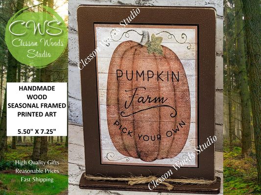 Pumpkin Farm Pick Your Own Framed Art with Attached Stand