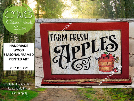 Farm Fresh Apples Framed Art with Attached Stand