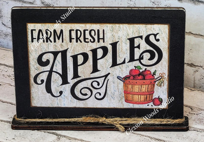 Farm Fresh Apples Framed Art with Attached Stand