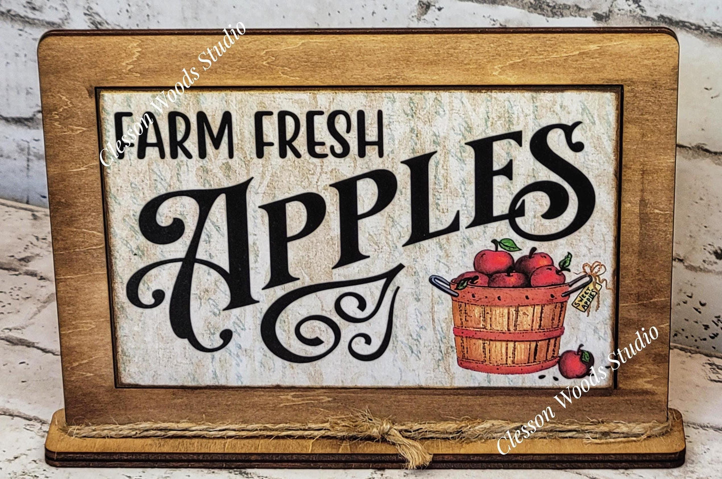 Farm Fresh Apples Framed Art with Attached Stand