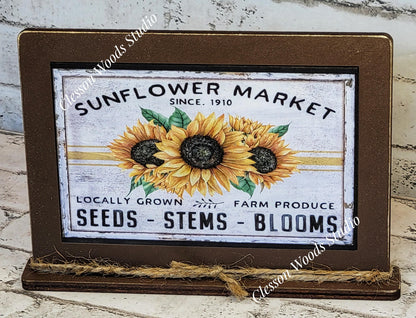 Sunflower Market Framed Art with Attached Stand