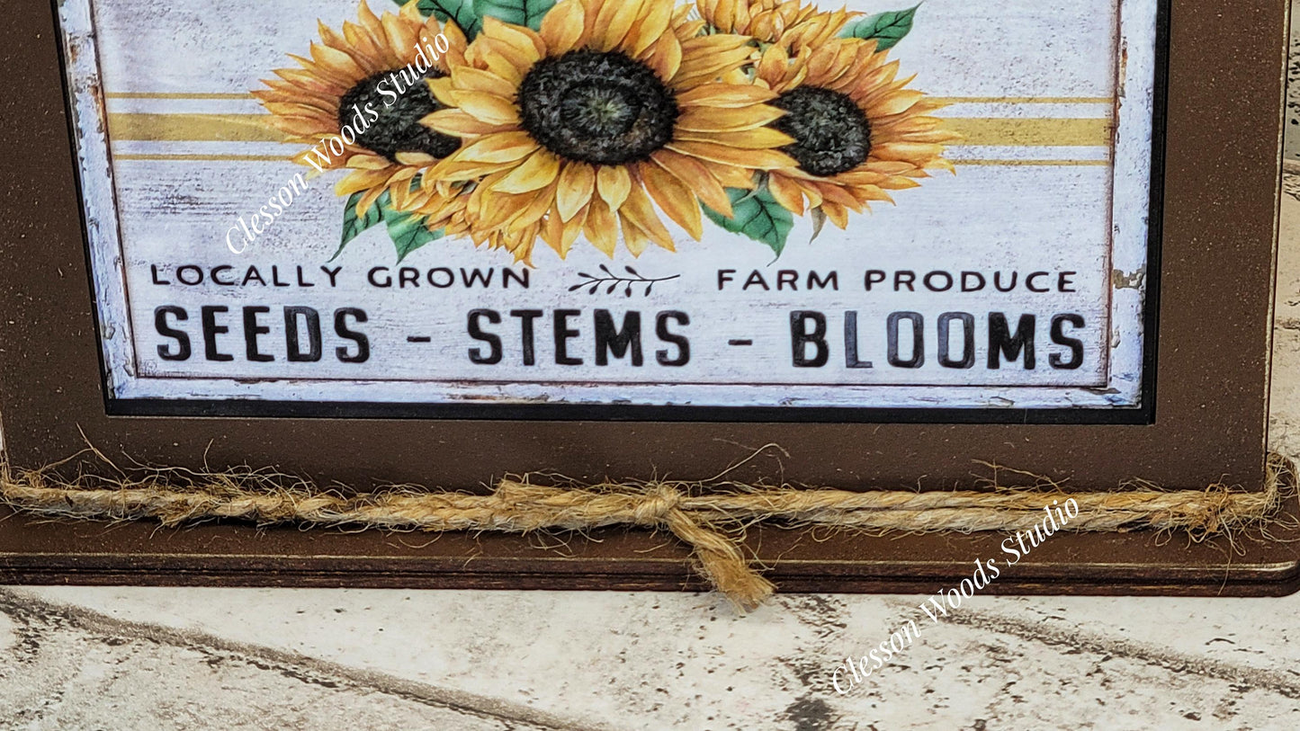 Sunflower Market Framed Art with Attached Stand