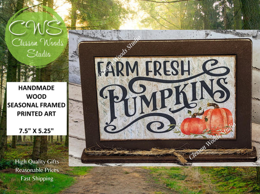 Farm Fresh Pumpkins Framed Art with Attached Stand