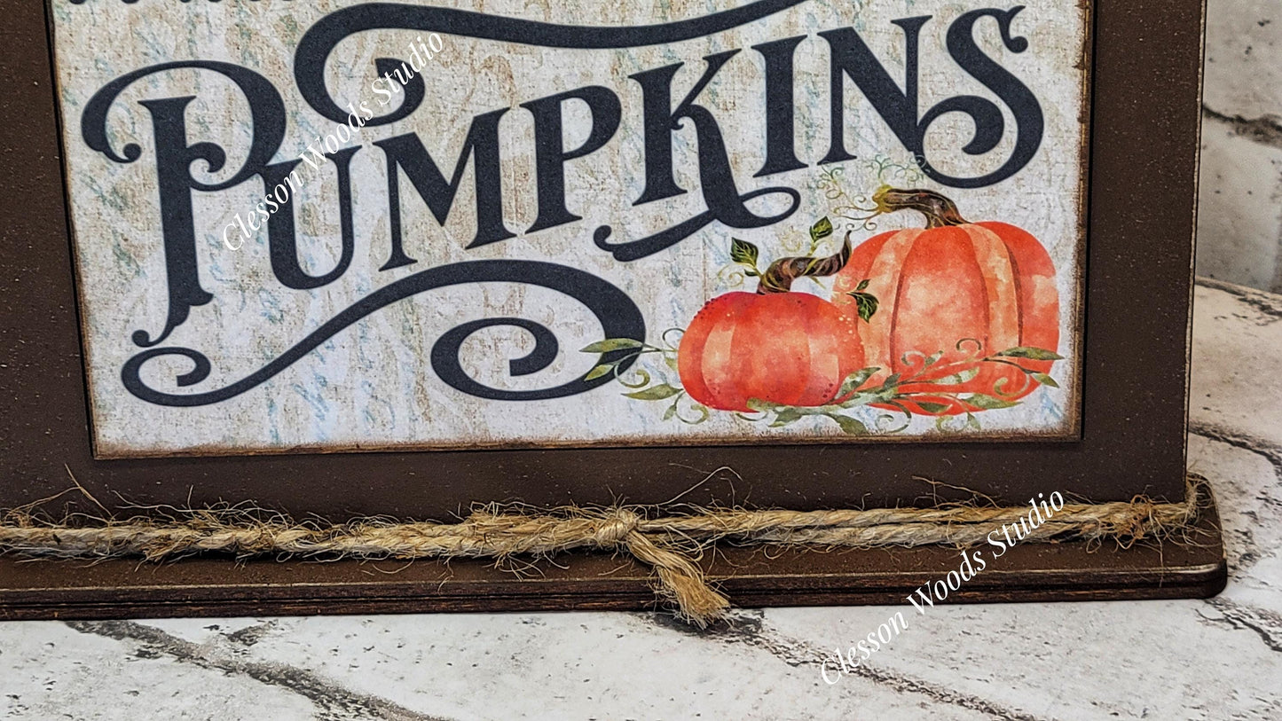 Farm Fresh Pumpkins Framed Art with Attached Stand