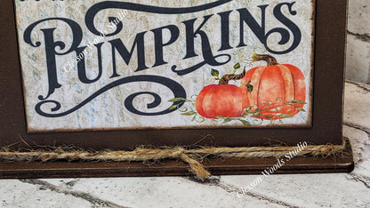 Farm Fresh Pumpkins Framed Art with Attached Stand
