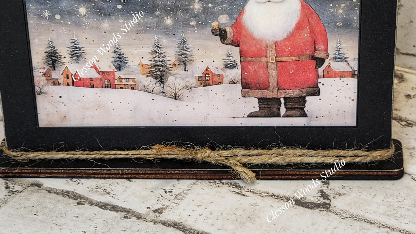 Old Time Santa 2 Framed Art with Attached Stand