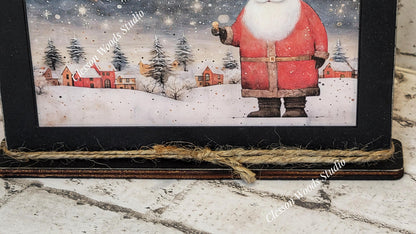 Old Time Santa 2 Framed Art with Attached Stand